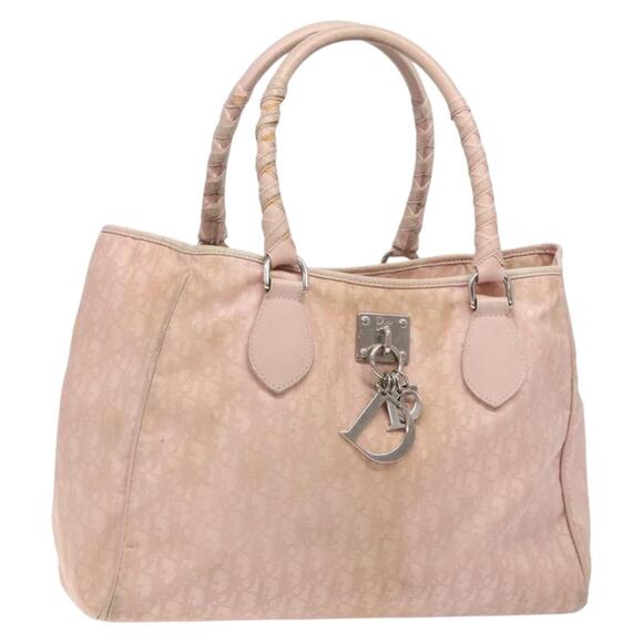 DIOR Trotter Canvas Tote Bag Pink Silver - Picture 1 of 12